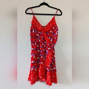 Express Red Floral Sun Dress